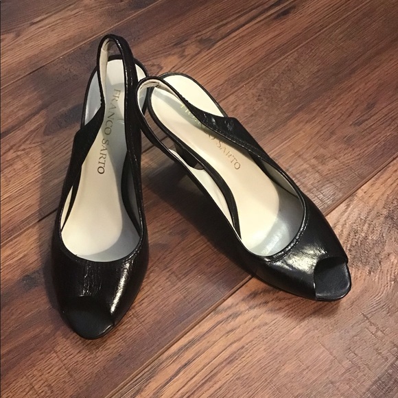 Franco Sarto peep toe sling back heelsBlack - Picture 1 of 3